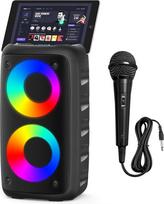 Nešiojamasis "Bluetooth" garsiakalbis, karaokės aparatas suaugusiesiems ir vaikams, su šviesomis, garsus didelis "Bluetooth" garsiakalbis, įkraunama DJ/PA sistema su TF kortele, AUX įvestimi, įrašymo funkcija, TWS, skirtas lauko sporto vakarėliams namuose