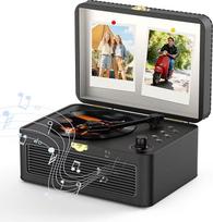 Nešiojamasis CD grotuvas "Bluetooth" retro radijo imtuvas su CD grotuvu su garsiakalbiu USB ir AUX atkūrimo palaikymas su nuotolinio valdymo pulteliu Dulkių dangtelis Smėlio spalvos PU oda Juoda