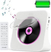 Nešiojamasis CD grotuvas su baterija "Bluetooth" garsiakalbis CD grotuvas su nuotolinio valdymo pulteliu Dulkių dangtelis Ekranas FM radijo laikmatis USB ir AUX atkūrimo lizdas Ausinių lizdas