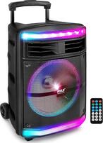 Nešiojamoji "Bluetooth" garsiakalbių sistema - 600 W "Bluetooth" garsiakalbis Nešiojamoji garsiakalbių sistema su įkraunamu akumuliatoriumi, 1/4" mikrofono įvestimi, vakarėlių apšvietimu, MP3/USB SD kortelių skaitytuvu, riedančiais ratukais