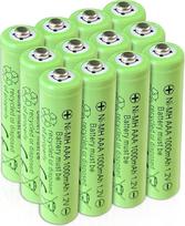 Ni-MH AAA įkraunamos 1,2 V 1000 mAh talpos baterijos, tinkančios mažoms žaislinėms / belaidėms pelėms, mažai savaime išsikraunančios ir įkraunamos (12 vnt.)