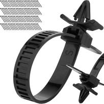 Nuimami kabelių raiščiai, 150 mm x 8 mm, juodi nailono kabelių raiščiai, daugkartinio naudojimo kabelių raiščiai su skydo spaustuku, kabelių raiščių laikiklis saugiam kabelių valdymui (100)
