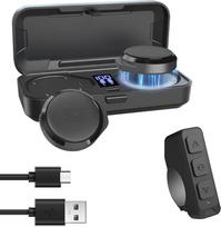 OBEST "Bluetooth" ausinės motociklui, "Bluetooth 5.3 Handsfree" belaidis unikalus motociklininko šalmas su įkrovimo dėklu ir nuotolinio valdymo pultu