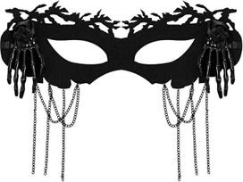 Oidea Helovino kaukės kaukės moterims: Gotikinė pusė veido vakarėlis Cosplay Maske mit Kette Kostüm Karneval Abschlussball Zubehör
