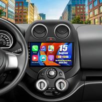 OiLiehu 4G+64G Android 15 Doppel Din Radio CarPlay Android Auto für Nissan March Micra 2010-2017 Autoradio Mit Bildschirm 9 Zoll mit Mirror Link Bluetooth FM RDS GPS WiFi SWC EQ Rückfahrkamera