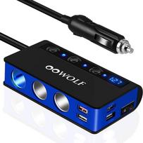OOWOLF Cigarečių žiebtuvėlio skirstytuvo įkroviklio adapteris - QC 3.0 automobilinis trigubas 180 W 12 V / 24 V automobilinis skirstytuvo lizdas su voltmetro jungikliu, skirtas GPS prietaisų kamerai telefonui planšetiniam kompiuteriui