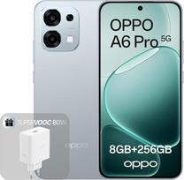 OPPO A6 Pro 5G 8+256GB, "Android" išmanusis telefonas su dirbtiniu intelektu (atrakintas), 6,57 colių 120Hz AMOLED ekranas, 50+16MP dirbtinio intelekto fotoaparatas, 6500 mAh baterija, IP69, "Lunar Titanium" (įskaitant 80W SUPERVOOC įkroviklį)