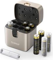 ORICO Ladegerät für AA AAA Lithium Akkus mit 4X AA & 4X AAA Batterien, 3h Schnellladung, kompatibel mit Controller, Fernbedienung, Spielzeug, inkl. Boxen