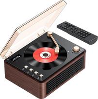 POFOTO Tragbarer CD-Player mit Bluetooth 5.3, langlebigem Akku, LCD-Display, unterstützt USB/AUX/Radio/Kopfhörer, Retro-Design, Doppellautsprecher & Fernbedienung - für Zuhause, Auto & als Geschenk