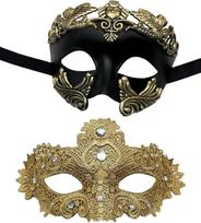 Poros maskarado kaukių rinkinys - prabangūs nėriniai, blizgantys kristalai ir antikvarinis romėnų graikų venecijietiškas stilius, skirtas prom, Helovinui, Mardi Gras vestuvėms ir kostiumų vakarėliui