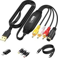 PORFOYO VHS į skaitmeninį keitiklį, vaizdo įrašo grobtuvo USB 2.0, CVBS ir S-Video į USB keitiklį, 1080P HD vaizdo įrašymo funkcija, AV ir RCA adapteris, skirtas "Windows", "Android" ir "MacOS", VHS į skaitmeninį keitiklį