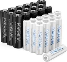 POWEROWL 16 x AA baterijos 2800 mAh + 16 x AAA baterijos 1000 mAh Įkraunamos AA AAA baterijos 32 vnt. 1,2 V NI-MH baterijų