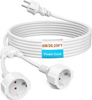 Prailginimo kabelis su 2 "Schuko" lizdais, prailginimo kabelis 8 m, apsauga nuo prisilietimo, skirtas naudoti patalpose, IP20, 1 mm², 250 V, 16 A, 3680 W - Baltas