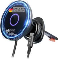prio 15W belaidis greitasis įkroviklis automobiliui | Magnetinis telefono laikiklis ir belaidis įkroviklis automobiliui | Pasukamas 360° kampu | Suderinamas su "iPhone 17-XS" ir "Samsung S25-S20" | Aliuminio ir stiklo dizainas