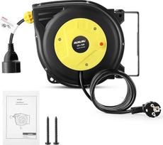 Profesionalus automatinis kabelio ritė 10 m + 3 m sieninis ir lubinis ištraukiamas maitinimo būgnas 1250 W ~ 2000 W Automatinė kabelio ritė 180° pasukama, skirta naudoti patalpose ir lauke Kabelio ritė