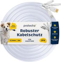 PROTECTO 2 vnt. lanksčių gyvūnų - kabelių apsauga, skaidri, atspari įkandimams, 3 m ilgio / 9 mm skersmens kabelio vamzdelis - katėms ir šunims, apsauga maitinimo įkrovimo kabeliui - apšvietimo, RCA, HDMI | Universalus kabelio dangtelis