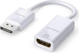 PureLink DisplayPort auf HDMI adapteris, 4K Ultra HD 60Hz, 18GB/s Bandbreite, auksinis steckkontakte, 0,15 m, weiß