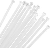 QUARKZMAN Kabelių raiščių rinkinys 450 mm x 10 mm, 50 vnt. metalinės galvutės savaime užsifiksuojančių laidų raiščių, skirtų kabelių valdymui, kabelių organizatoriui, 120 svarų atsparumo tempimui, sandarūs, balti