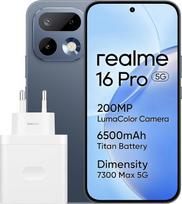 realme 16 Pro 5G išmanusis telefonas, 8+256GB, 200 MP LumaColor AI kamera, 6,78 colių 144 Hz AMOLED ekranas, 6500 mAh baterija, 45 W itin greitas įkrovimas, ryškumas 7300-Max, IP69, Pebble Grey