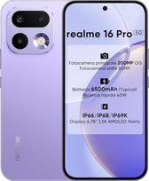 realme 16 Pro 5G išmanusis telefonas, AMOLED ekranas 6,78" 1.5K 144Hz, 200MP OIS, Selfie kamera 50MP, akumuliatorius 6500mAh, maitinimo galia 45W, IP68/IP69K (Orchid Purple, 512, GB, 8, GB)
