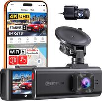 REDTIGER F7NA 4K prietaisų kamera automobiliui priekyje ir gale, STARVIS 2 IMX678 jutiklis 8MP, 5GHz WiFi (20MB/s), dviguba automobilio kamera su GPS ir balso valdymu, HDR naktinis matymas, 24H parkavimo režimas, palaiko 512GB (be SD kortelės)
