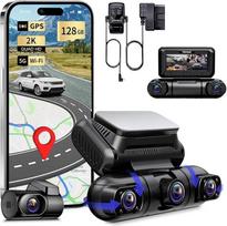 Rhorawill 4 kanalų prietaisų skydelio kamera automobiliui 5G WiFi, 360° pasukama priekinė galinė vidinė kairė dešinė prietaisų skydelio kamera, radaro judesio aptikimo prietaisų skydelio kamera, GPS, naktinis matymas, parkavimo stebėjimas, 1080P 3.0 colių