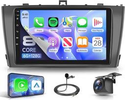 Rimoody 8 Core 6G+128G Autoradio Android für Toyota Avensis T27 2008-2015, 9" Carplay Wireless Android Auto Navi GPS Mirror Link Bluetooth FM/RDS/EQ 360°-Panoramablick Lenkradsteuerung Rückfahrkamera