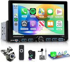 Rimoody Autoradio 1 Din mit Wireless Carplay Android Auto Bluetooth 5.2 FMAM//RDS, 7 Zoll IPS jutiklinis ekranas Radio Single Din mit IOS/Android Mirror Link EQ/USB/Type C/DVR Lenkradsteuerung Rückfahrkamera