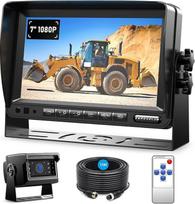 Rückfahrkamera rinkinys, 7-Zoll HD Dual Split Screen Monitor, IP69 Wasserdicht Rückfahrkameras, IR Nachtsicht, Einparkhilfe, LKW/Anhänger/Bus/Van/Landwirtschaft