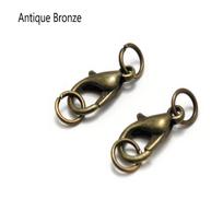 50pcs Silver Plated Alloy Lobster Clasp Hooks and Jump Ring for Necklace Bracelet Chain Connectors DIY Jewelry Findings Supplies 6x12mm antikvarinės bronzos spalvos