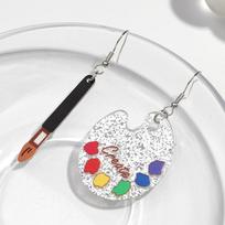 Creative Glitter Paint Palette Acrylic Drop Earrings for Women New Colorful Artist Painting Brush Earrings Fashion Jewelry Gift