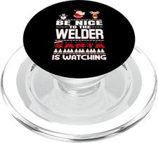 Seien Sie nett zum Schweißer Der Weihnachtsmann schaut Frohe PopSockets PopGrip für MagSafe