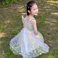 2024 Girls' Summer Dreamy Butterfly Princess Dress 110 cm