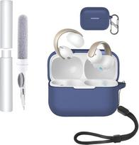 Silikoninis apsauginis dėklas "Anker Soundcore AeroClip" ausinėms, patvarus ir ekologiškas "Bluetooth" ausinių dangtelis su tiksliomis skylutėmis ir suderinamumu su įkrovimu, atsparus smūgiams, patogus liesti, mėlynas