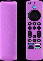Silikoninis nuotolinio valdymo pulto dangtelis 4K Max/Toshiba/Insignia/Pioneer/Omni (QLED) serijos balso nuotolinio valdymo pultui su virvele švytintis violetinis