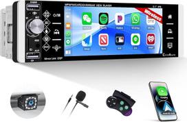 SIXWIN 1 DIN automobilinis radijas su belaidžiu "CarPlay" ir "Android", 5,1 HD IPS colių jutiklinis ekranas su "Mirror Link" FM radijas USB/AUX in/TF kortelė + atbulinės eigos kameros mikrofonas Nuotolinio valdymo pultas
