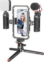 SMALLRIG universalus "iPhone", išmaniųjų telefonų ir fotoaparatų telefonų vaizdo stabilizatoriaus rinkinys su trikoju mikrofonu, LED žibintu, šoniniu laikikliu ir maitinimo banko laikikliu, skirtas vloginimui - 3384D
