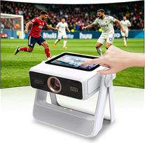 Smart Beamer 4K Unterstützt, FHD 1080P Projektor mit Touchscreen,Dual-Display Heimkino Projektor 1200ANSI/Autofokus/WiFi 6 Bluetooth/1000+ Apps/25W Audio für Heimkino Schlafzimmer Camping