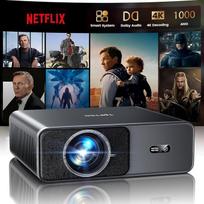 Smart Beamer [Kompatibel mit Netflix & 20W Dolby Audio] 1000 ANSI Autofokus & 6D Trapezkorrektur, TOPTRO Beamer 4K Heimkino Unterstützt, FHD1080P HDR10 WiFi 6/2-Wege-Bluetooth, geräuscharmer Projektor