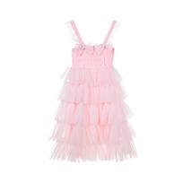 Fuluomi Girls' Sweet Mesh Princess Tiered Dress 110 rožinė