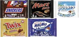 Šokoladiniai batonėliai "Minis Mix" 1135 g - "Snickers", "Twix", "Milky Way", "Bounty" ir "Mars" - po 227 g (5 vnt.)