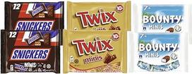 Šokoladiniai batonėliai "Minis Mix" 1362 g - 2x "Snickers", 2x "Twix" ir 2x "Bounty" - po 227 g vertės pakuotė