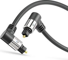 sonero® Premium optinis Toslink kabelis, 5,00 m, vergoldete Kontakte, 2 x 90° Stecker, 360° drehbar, schwarz