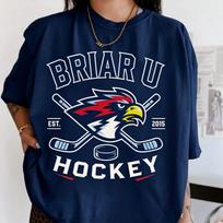 Off-Campus Briar University Hawks Graphic Unisex Shirt 2026 Summer New Men's Y2k Ice Hockey Streetwear T-shirt L