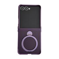 For Samsung Galaxy Z Flip 7 Case Hard Carbon fiber Ring Stand Magnetic wireless charging Protective Back Cover For Z Flip7 Shell Galaxy Z Flip7 violetinė