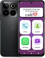 SPC Zeus 2 Elite vyresniojo amžiaus išmanusis telefonas su 6,7 colių ekranu ir 128GB, triguba 50 MP kamera, NFC ir greitojo įkrovimo funkcija, lengvu režimu, XL simboliais ir suderinamas su programėle Nuotolinis valdymas ir vietos nustatymas, juodas