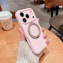 Liquid Silicone jelly Case For iphone 17 16 15 14 Pro Max Magnetic Baby Skin Touch Anti-Fingerprint 360° Rotation Stand Cover Liquid Silicone&iPhone17