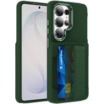 Skin Feel Wallet Card Slot Holder Phone Case for Samsung Galaxy S24 S25 Plus S22 S23 S26 Ultra S26 Plus Shockproof Bracket Cover Galaxy S26 žalia