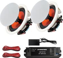 STUDIOFINIX 4-Zoll Bluetooth Deckenlautsprecher Komplettsystem mit 2-Kanal Verstärker, 240W Maximalleistung Paar, Klarer Klang für Wohnzimmer, Büro, Küche, Keller und überdachte Terrasse