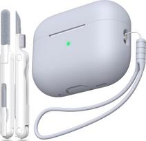 Suderinamas su "AirPods Pro 2nd Generation" dėklu, minkštas silikoninis smūgio sugėrimo dėklas, apsaugantis nuo kritimo, suderinamas su "AirPods Pro" dėklu "Skin Touch" su raktų pakabuku ir valymo rinkiniu, pilkas